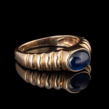 Pre-Owned 14K Scallop Design Bezel Set Sapphire Ring