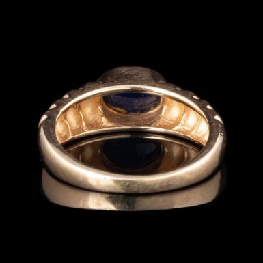 Pre-Owned 14K Scallop Design Bezel Set Sapphire Ring