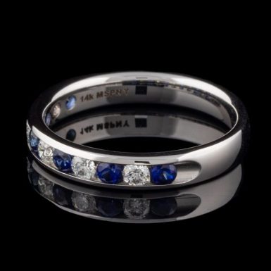 Pre-Owned Sapphire and Diamond Channel Set Band