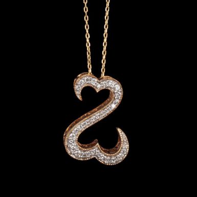 Pre-Owned 14K Double Heart Diamond Necklace