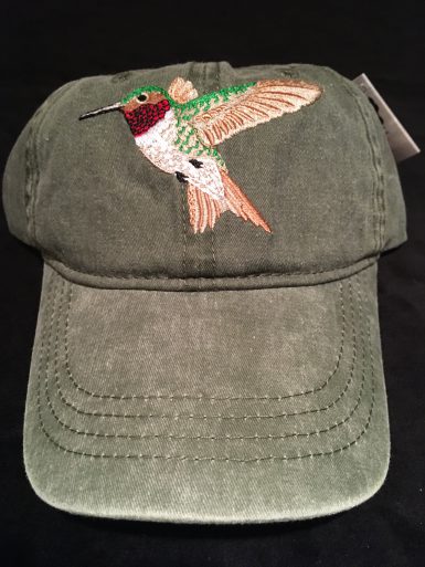Ruby Throated Hummingbird Embroidered Hat