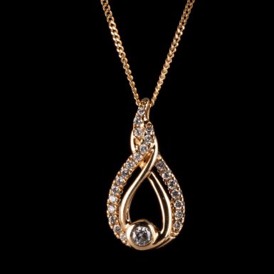Pre-Owned 10K Diamond Tear Drop Necklace
