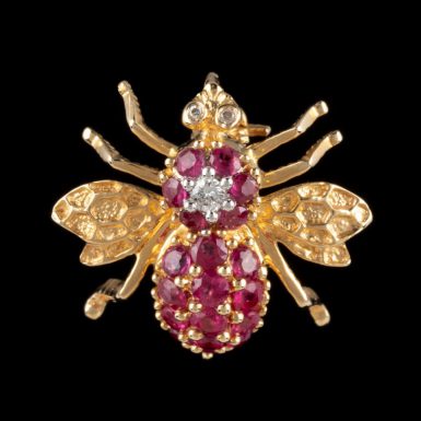 Pre-Owned 14K Pave Ruby Bee Pin