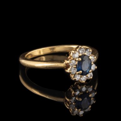 Pre-Owned 18K Princess Diana Style Sapphire and Diamond Ring