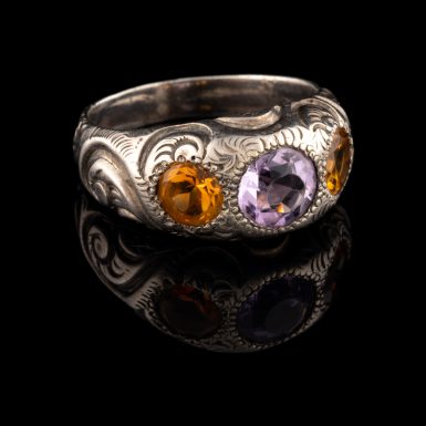 Vintage Sterling Silver Amethyst and Citrine Ring
