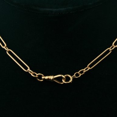 Vintage 14K Paper Clip Link Chain with Watch Clasp