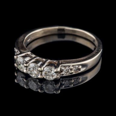 Pre-Owned 14K Three-Diamond Ring with Accents