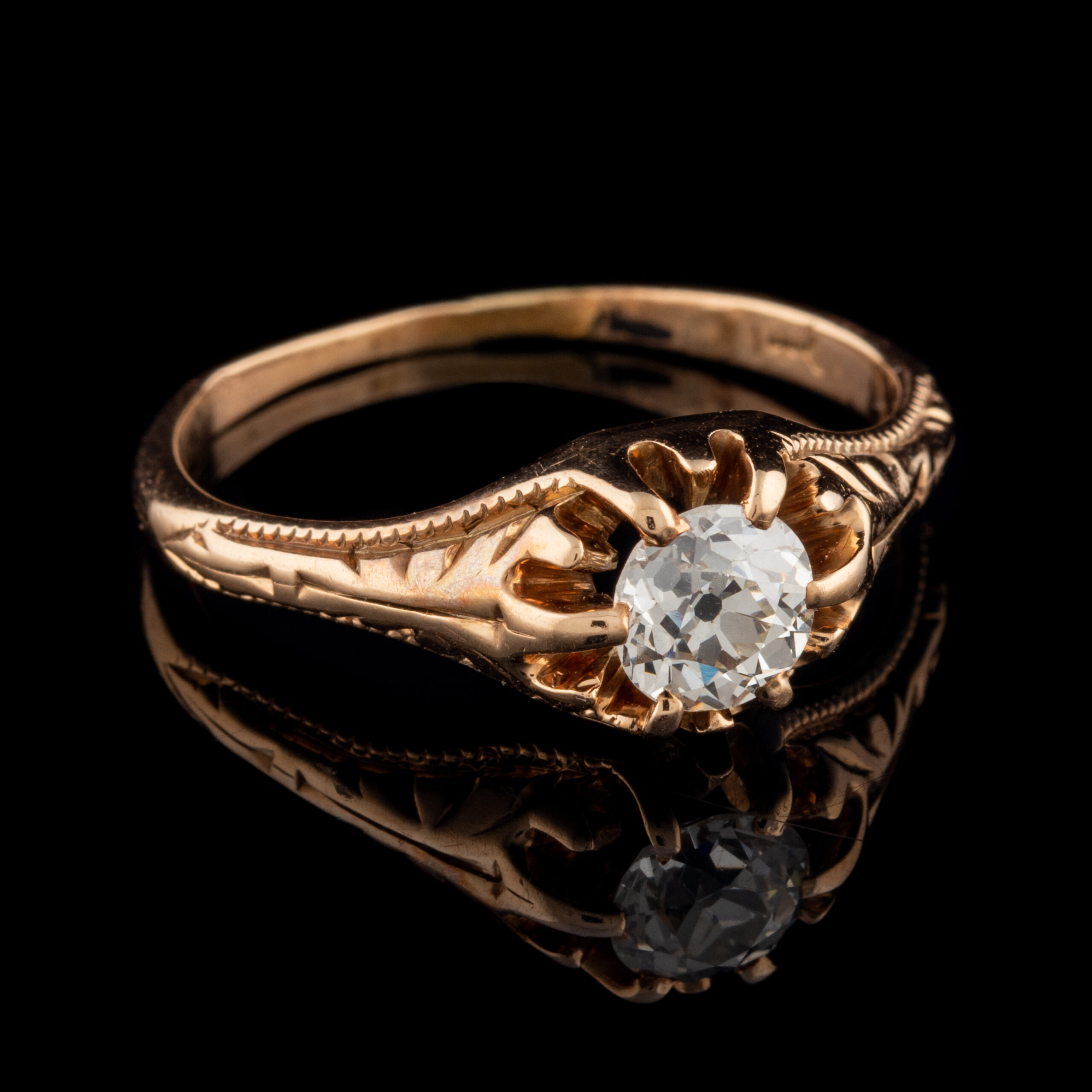 Antique 14K Old European Cut VVS Diamond Ring