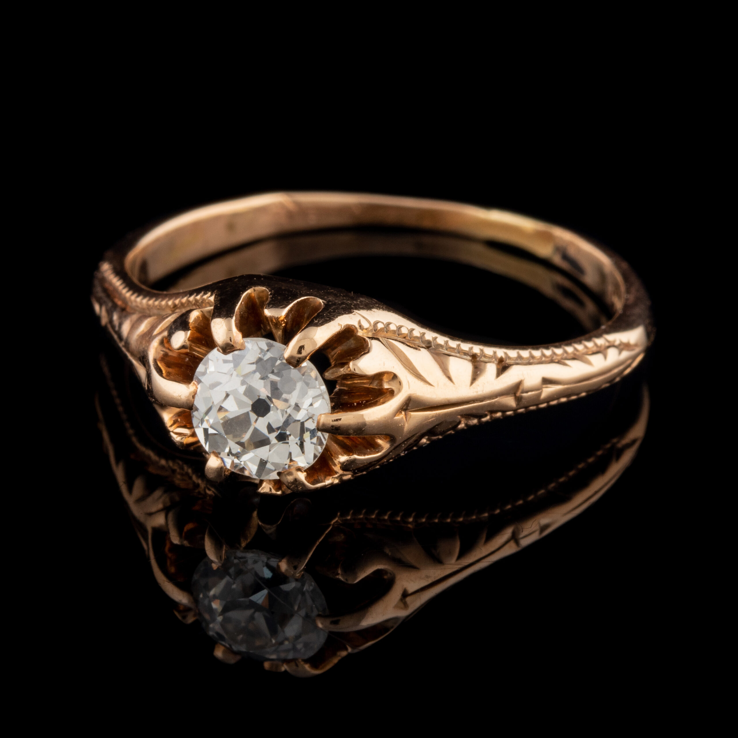 Antique 14K Old European Cut VVS Diamond Ring