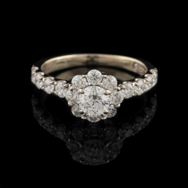Pre-Owned 1.29 Total Carat Weight Signature Leo Diamond 14K Halo Ring