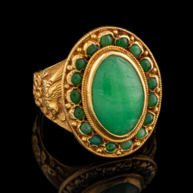 Vintage 14K Nephrite Jade Ring