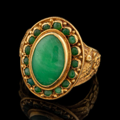 Vintage 14K Nephrite Jade Ring