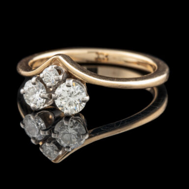 Pre-Owned Vintage 3- Diamond Ring In 14k Yellow Gold
