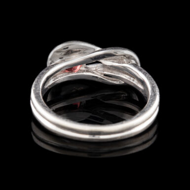 Pre-Owned Garnet Love Knot Ring in 14K White Gold