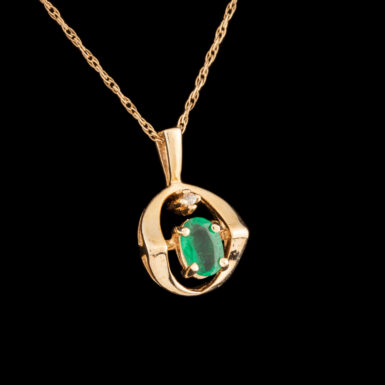 Pre-Owned Emerald and Diamond Pendant