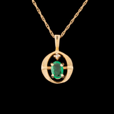 Pre-Owned Emerald and Diamond Pendant