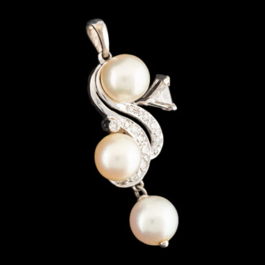 Vintage Cultured Pearl and Diamond Pendant