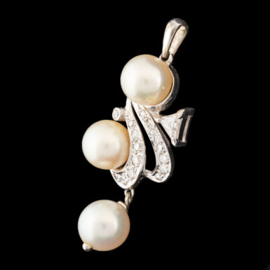 Vintage Cultured Pearl and Diamond Pendant