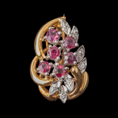 Pre-Owned 18k Diamond and Ruby Pin