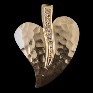 Pre-Owned 14k Hammered Heart-Leaf Pendant
