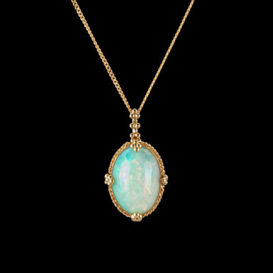 Pre-Owned 18k Flame Opal Pendant on Adjustable Chain