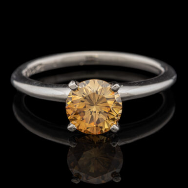 Pre-Owned Platinum 1.25ct Fancy Brown/Yellow/Orange Diamond Solitaire Ring