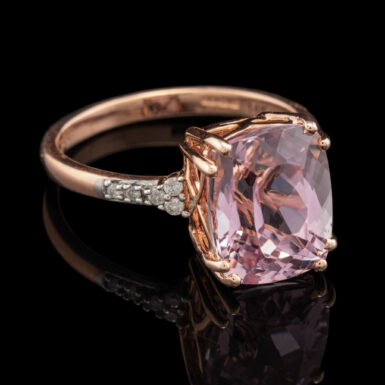 4.5 Carat Kunzite Ring with Diamonds in 14K