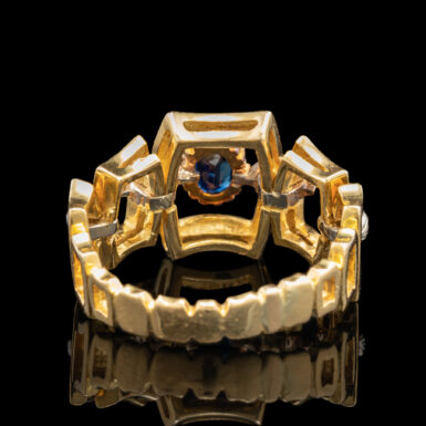 Pre-Owned 18K Sapphire and Diamond Open Link Ring