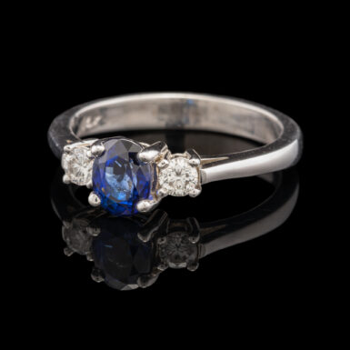 Sapphire and Diamond Ring in 14K White Gold