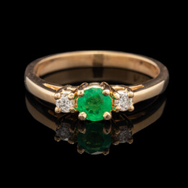 14k Brazilian Emerald and Diamond Ring