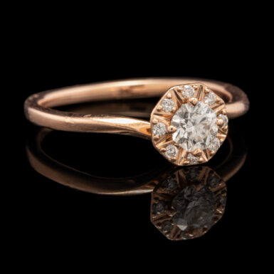 Pre-Owned 14K Rose Gold By-Pass Design Diamond Ring