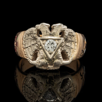 Vintage Diamond Masonic Ring in 14K