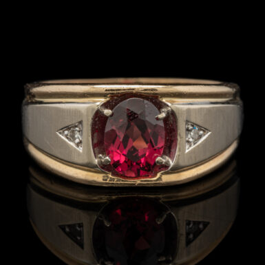 Pre-Owned Rhodolite Garnet Ring in 10K with Diamonds