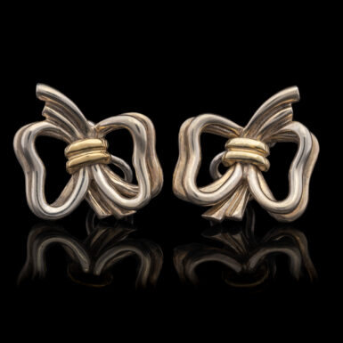 Vintage Tiffany & Co Sterling & 18K Bow Earrings