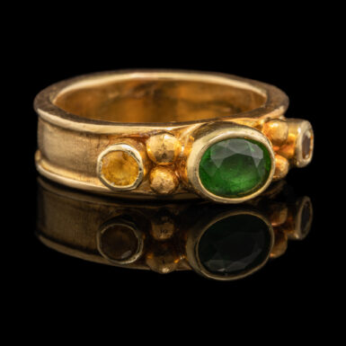 Pre-Owned 20K Green Tourmaline and Yellow Chrysoberyl Ring