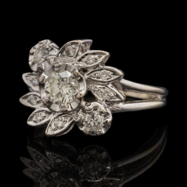 Vintage 14K Flower Design Diamond Ring