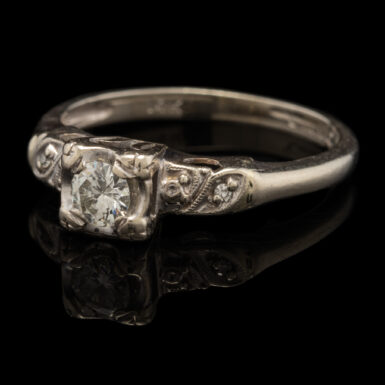Vintage 14K White Gold VS Diamond Engagement Ring