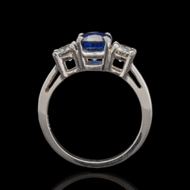 Platinum Ring with 2 Carat Sapphire and Diamonds