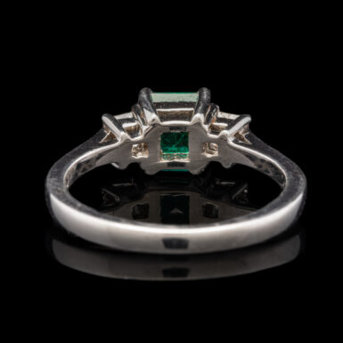 Platinum Ring with .77 Carat Emerald and Diamonds