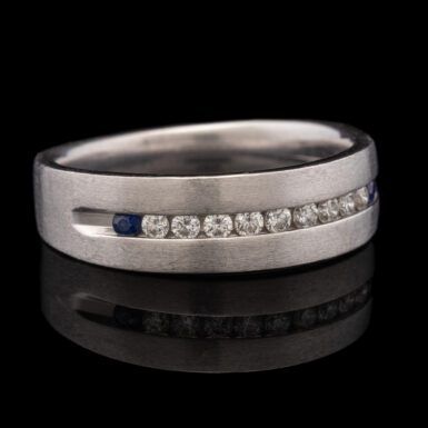 Pre-Owned 14K Diamond and Sapphire Wedding Band