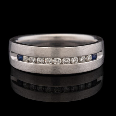 Pre-Owned 14K Diamond and Sapphire Wedding Band