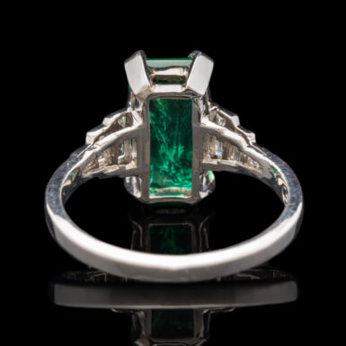 Vintage Emerald And Diamond Platinum Dinner Ring