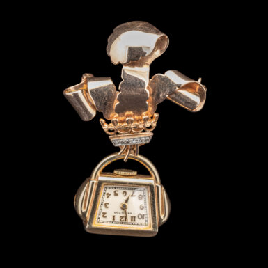 Vintage 14k Yellow Gold Hamilton Diamond Lapel Watch