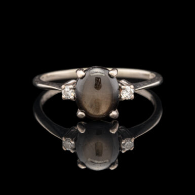 Pre-Owned Black Star Sapphire & Diamond Ring in 14K