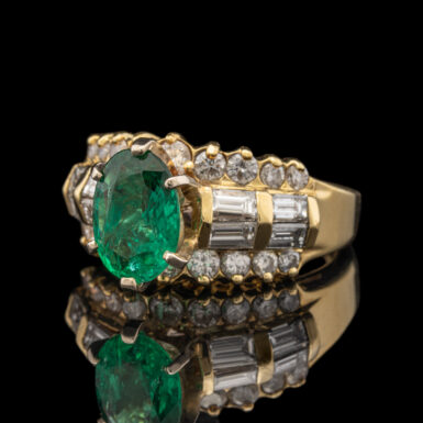 Pre-Owned 18K Emerald and Diamond Ring