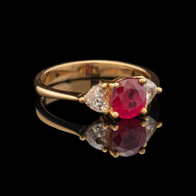 Pre-Owned 18 Ruby and Heart Diamond Ring