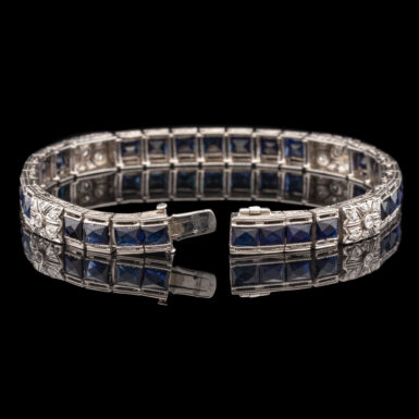 Vintage 1930 Diamond and Synthetic Sapphire Bracelet in Platinum