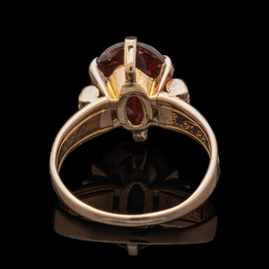 Victorian Ring with Cabochon Garnet in 14K