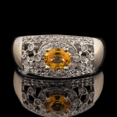 Pre-Owned 18K Yellow Sapphire and Diamond Ring