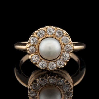 Vintage Pearl & Old Mine Cut Diamond Ring